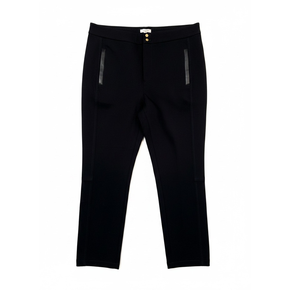 Anthropologie Essential‎ Slim Pants Womens 12P Black Faux Leather Trim